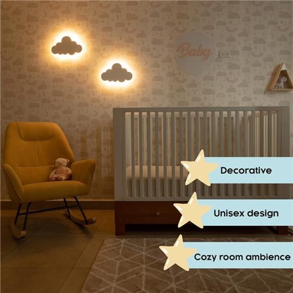 Nursery Night Light - Rechargeable Cloud Led with Timer14.2" x 10.2" x 1.6" - Picture 2 of 7